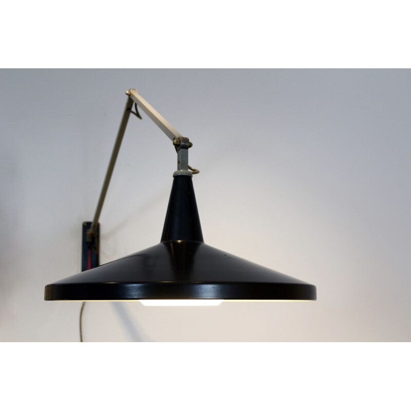 Black Panama wall light by Wim Rietveld for Gipsen