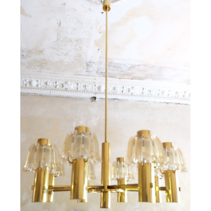 Vintage brass chandelier by Doria Leuchten