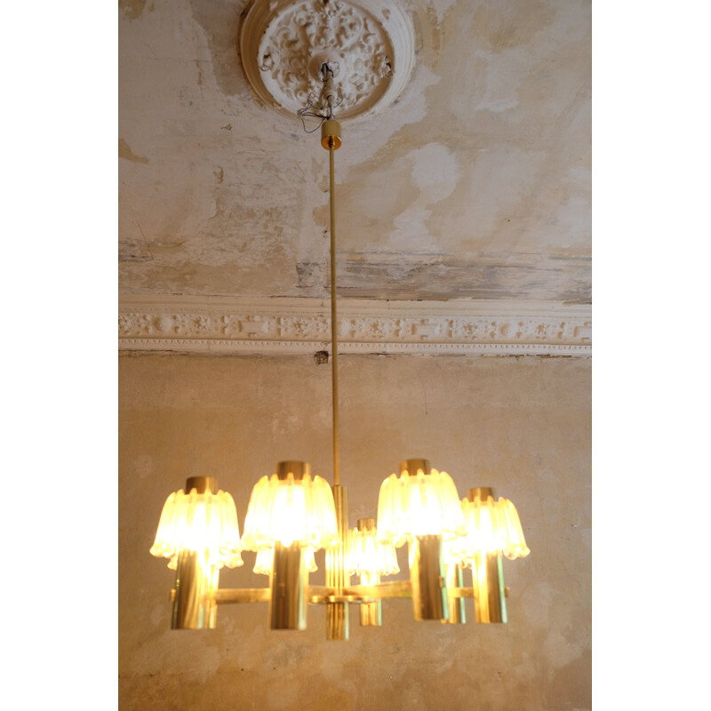 Vintage brass chandelier by Doria Leuchten