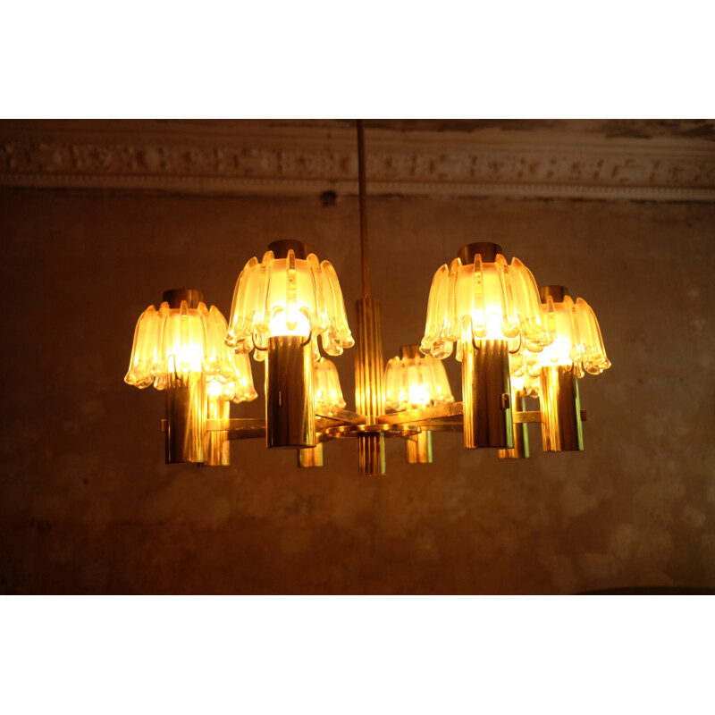 Vintage brass chandelier by Doria Leuchten