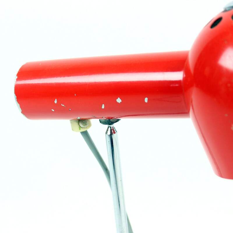 Pair of vintage red metal lamps by Josef Hurka