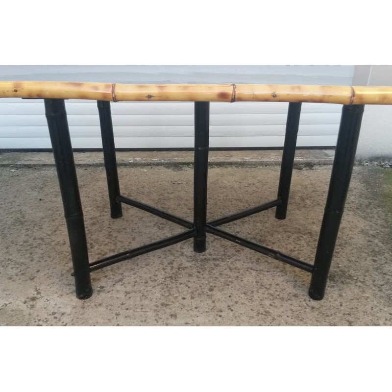 Vintage black dining table in bamboo