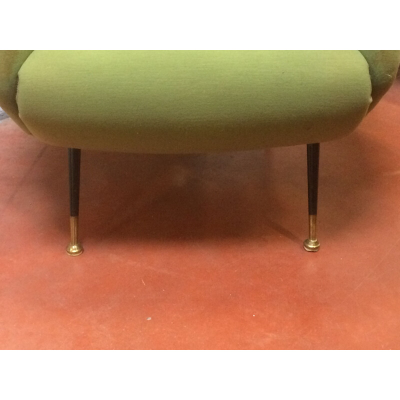 Pair of vintage green armchairs by Gio Ponti