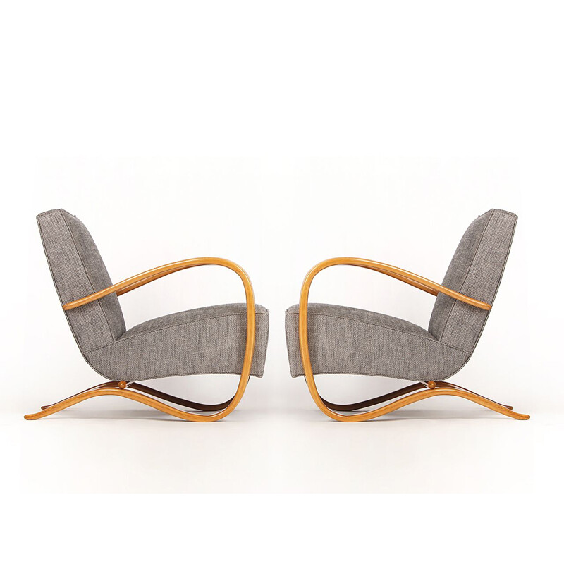 Pair of grey armchairs by Jindrich Halabala for UP Zavody