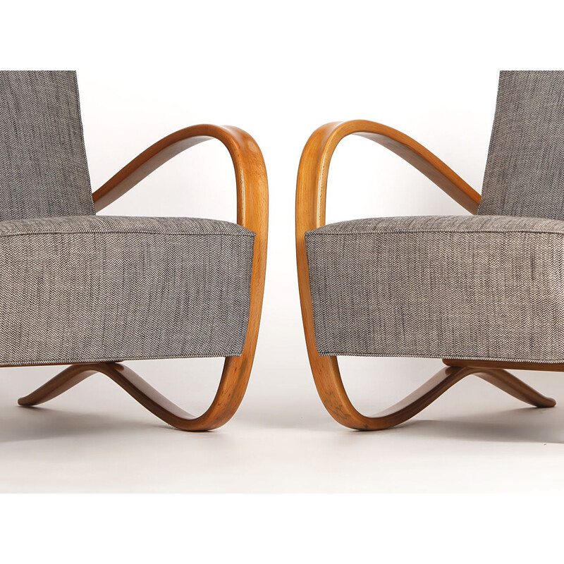 Pair of grey armchairs by Jindrich Halabala for UP Zavody