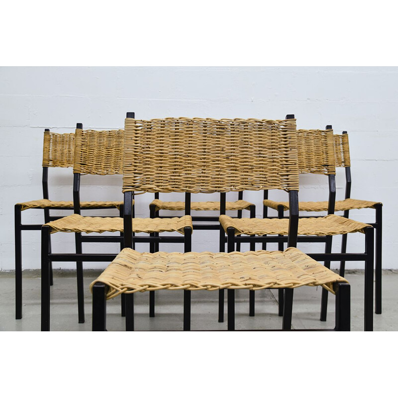 Suite de 6 chaises SE05 en osier par Martin Visser