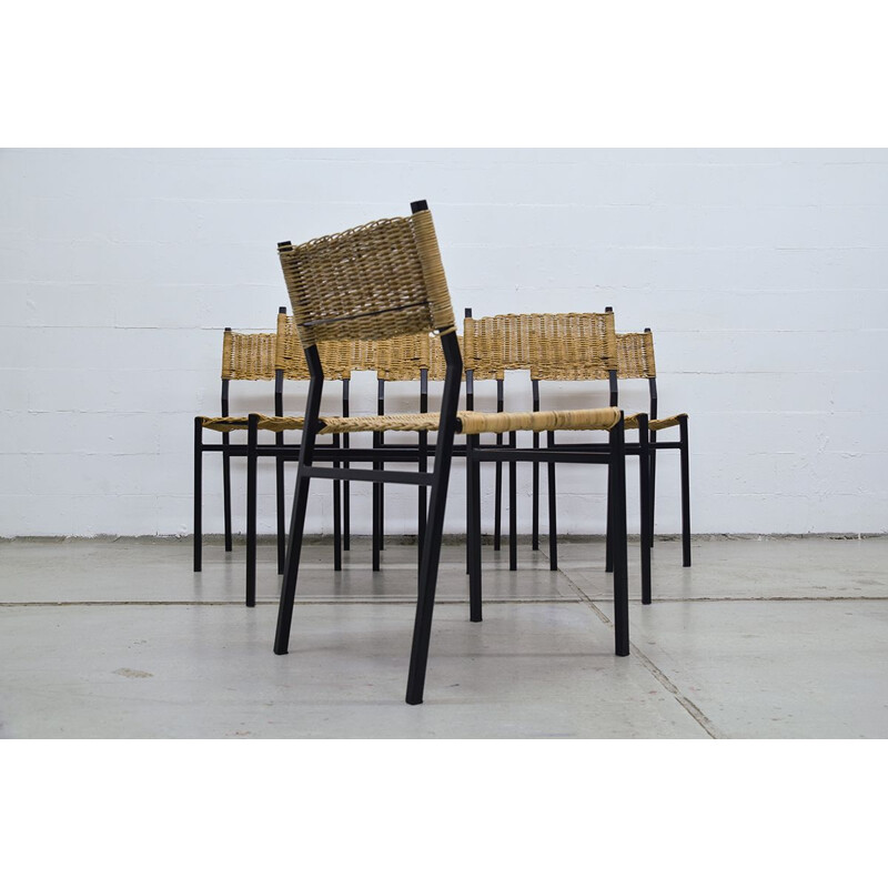 Suite de 6 chaises SE05 en osier par Martin Visser