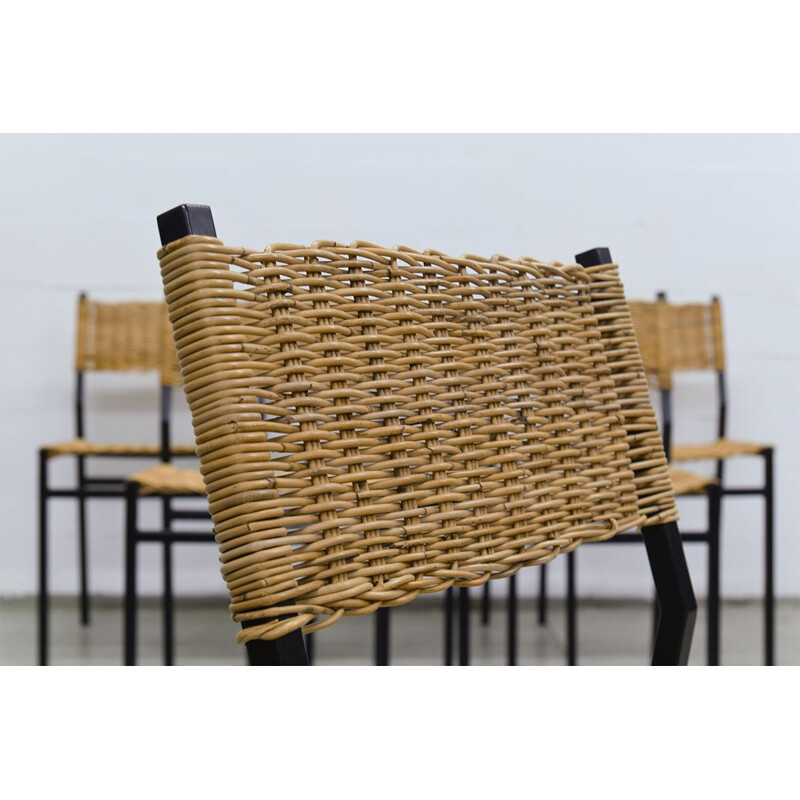 Suite de 6 chaises SE05 en osier par Martin Visser