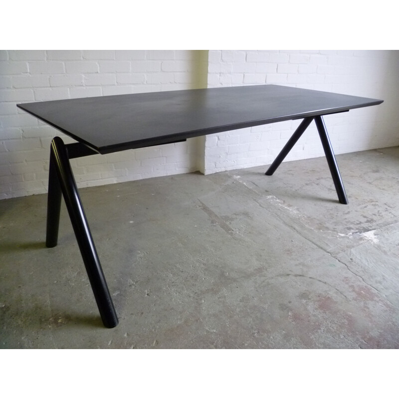 Table with steel meal, wood and formica board - 1980s