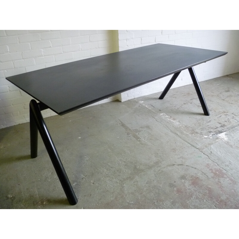 Table with steel meal, wood and formica board - 1980s