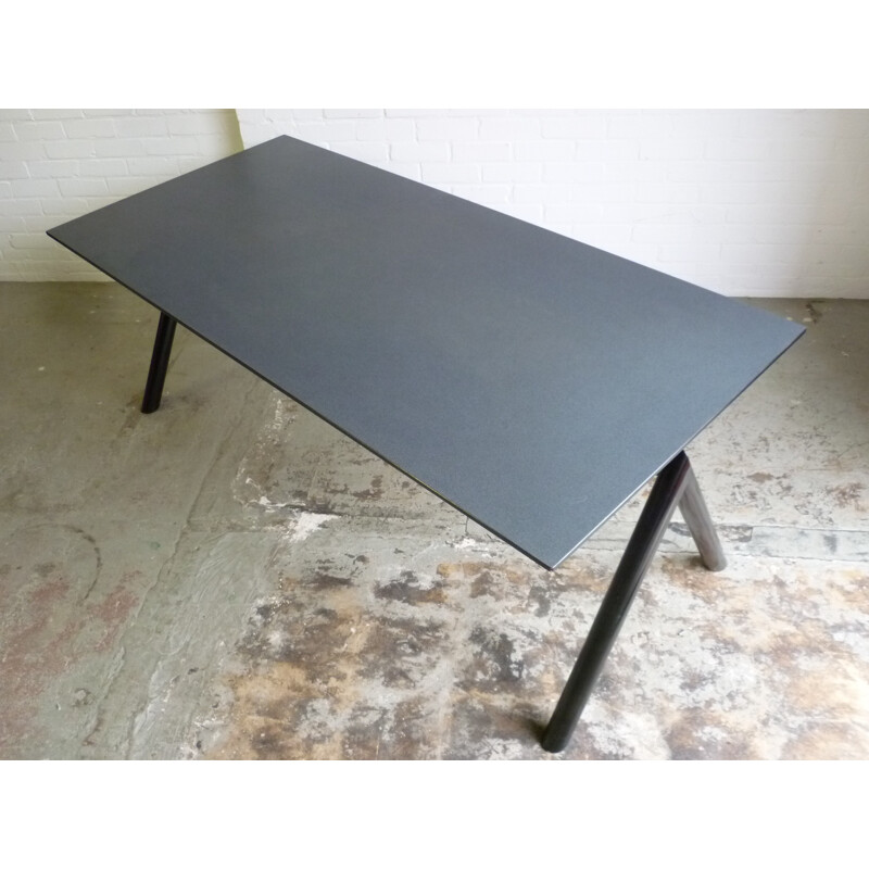 Table à repas en acier, bois et formica - 1980