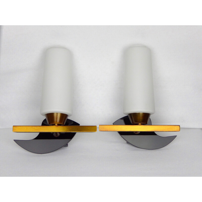 Pair of vintage bronze wall lights by Maison Arlus