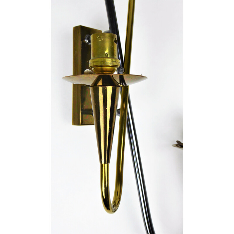 Vintage double wall light in brass by Maison Arlus