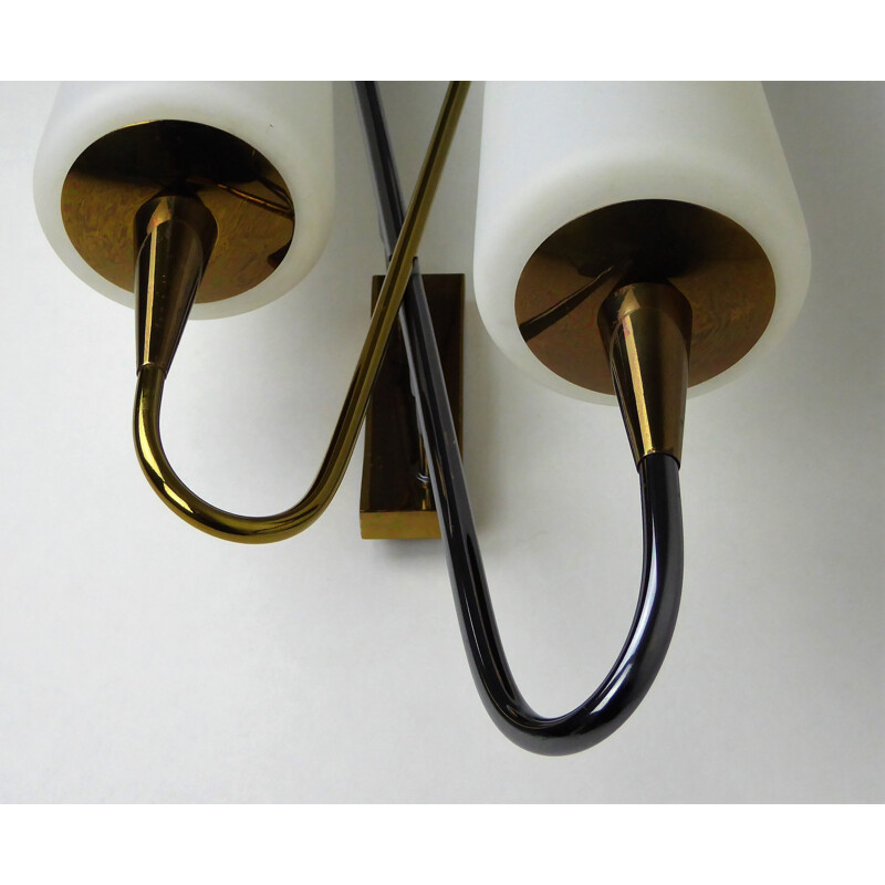 Vintage double wall light in brass by Maison Arlus