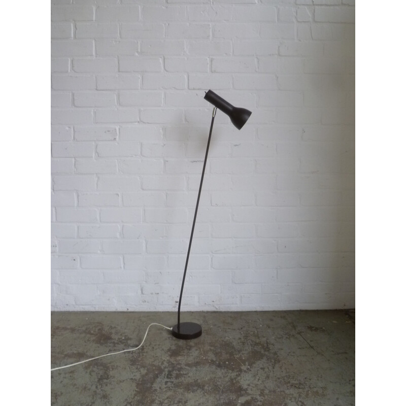 Vintage floor lamp in dark brown lacquered steel - 1960s 