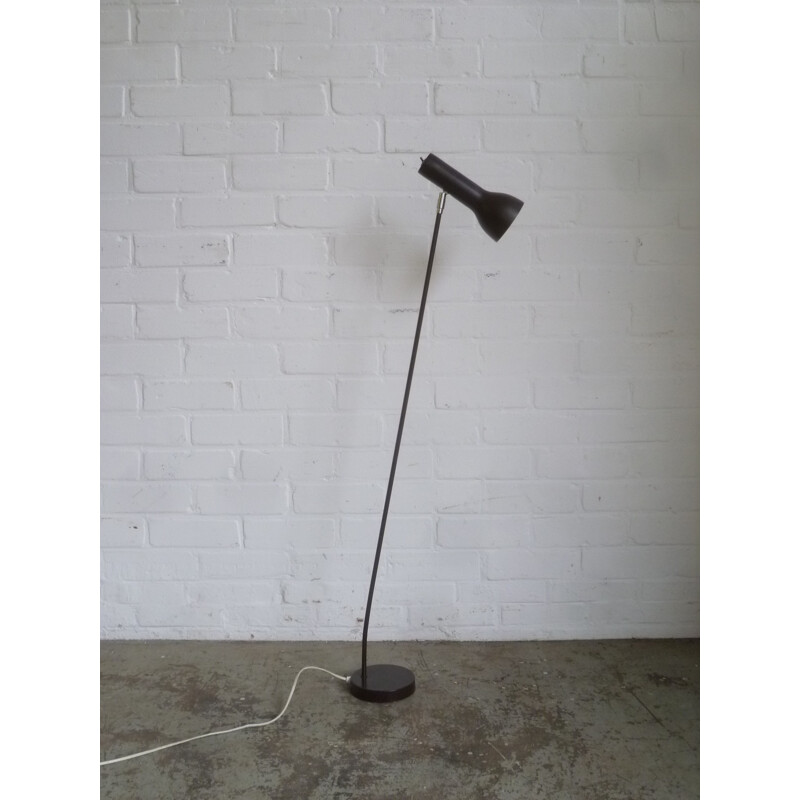 Vintage floor lamp in dark brown lacquered steel - 1960s 