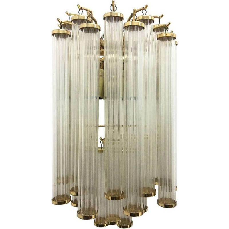 Vintage Italian pendant light in brass and plastic