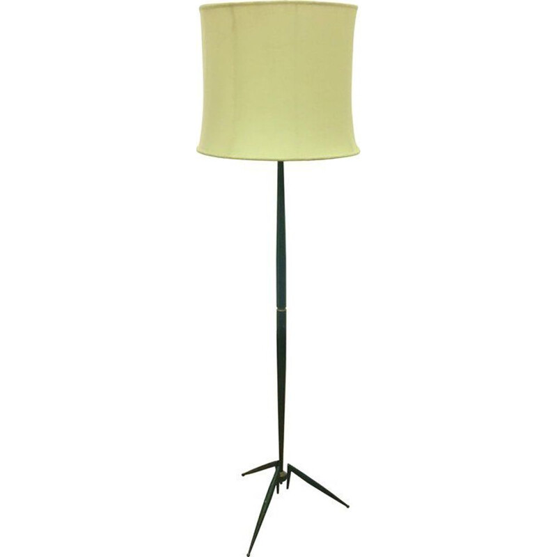 Vintage green floor lamp in brass