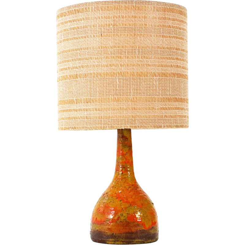 Vintage orange table lamp in ceramic