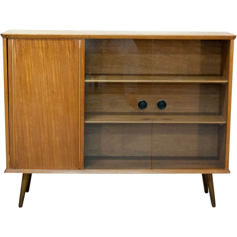 Vintage Scandinavian console in teak with sliding doors