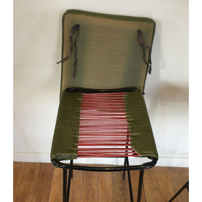 Set of 2 vintage bar stools in leatherette