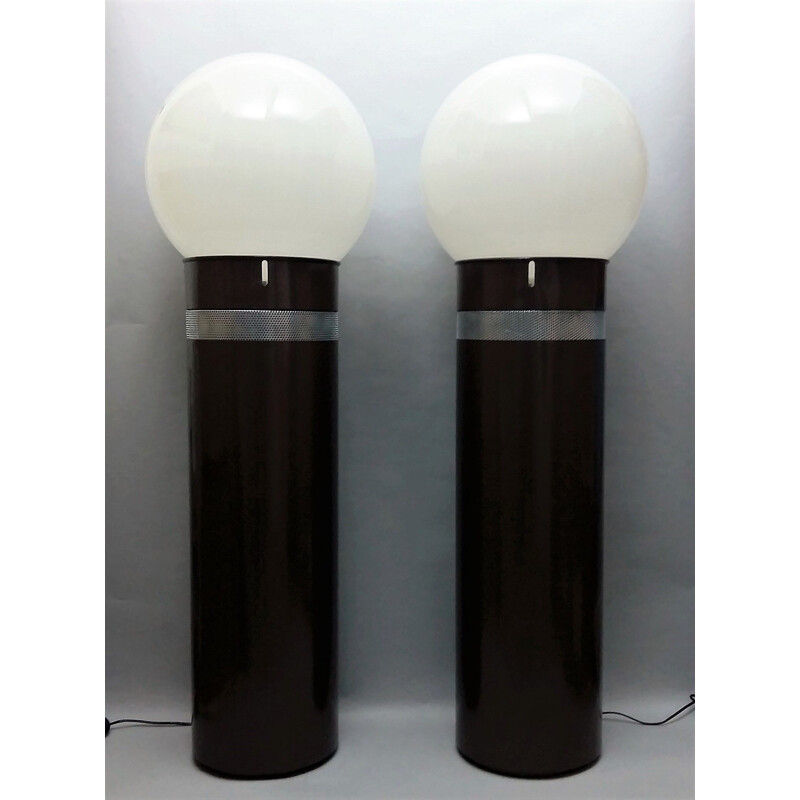 Set of 2 vintage brown lamps oracolo by Gae Aulenti editions Artemide