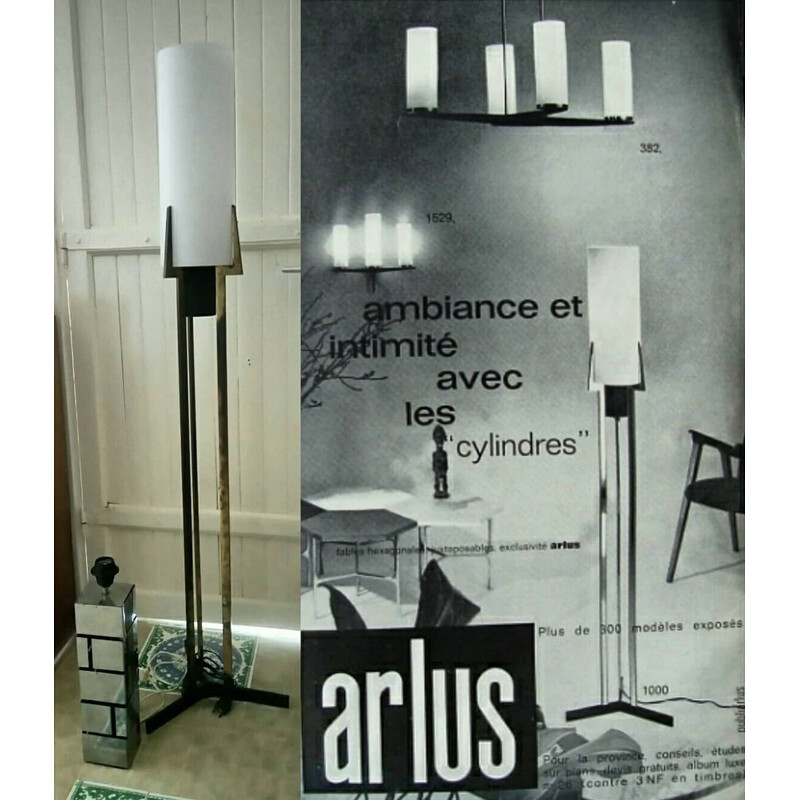 Vintage French chandelier in metal from Maison Arlus