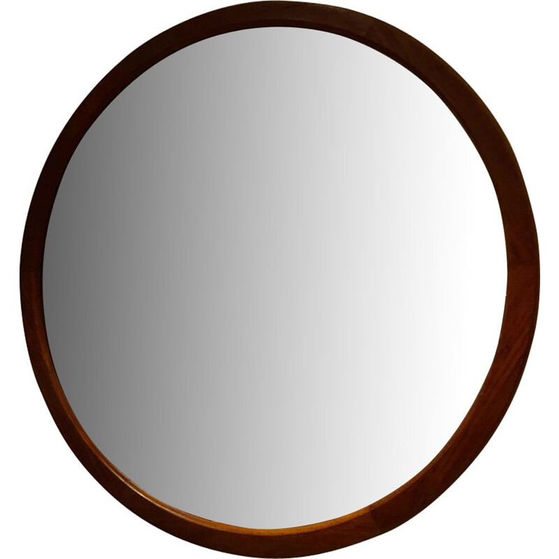 Vintage round mirror in teak