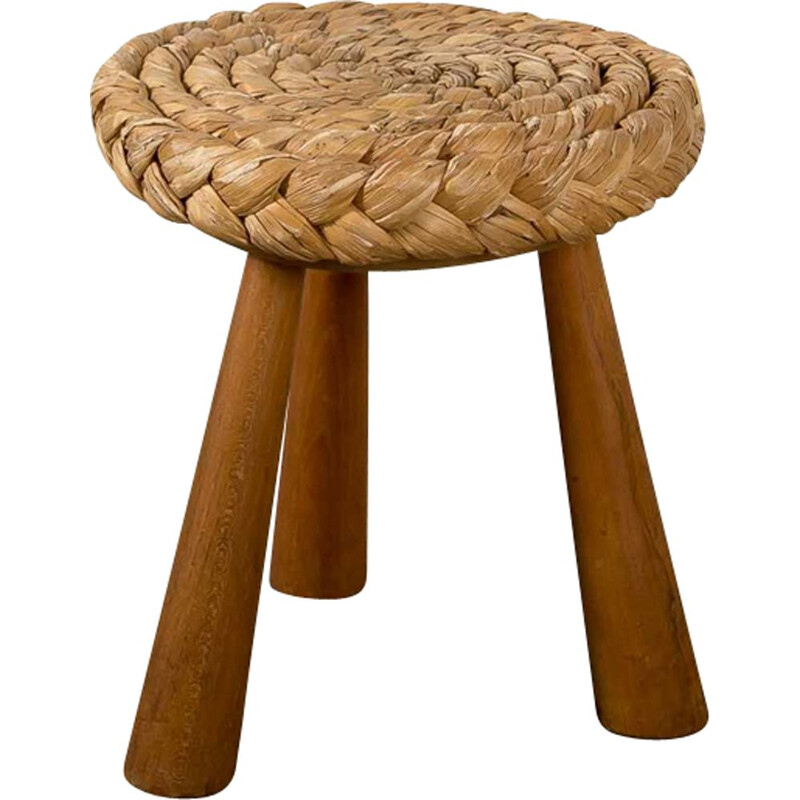 Vintage stool in wicker and wood