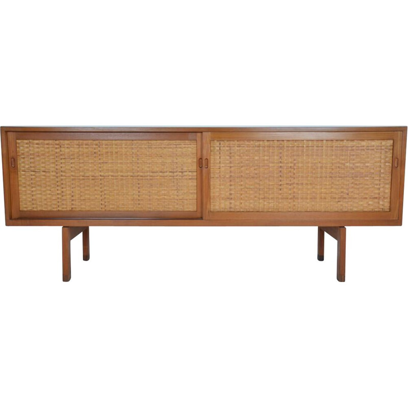 Vintage sideboard in teak and rattan by Hans Wegner for Ry furniture