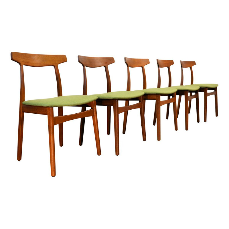 Set of 5 vintage dining chairs in teak by Henning Kjaernulf