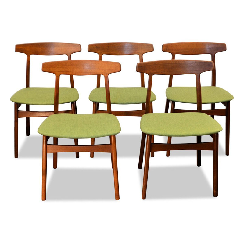 Set of 5 vintage dining chairs in teak by Henning Kjaernulf