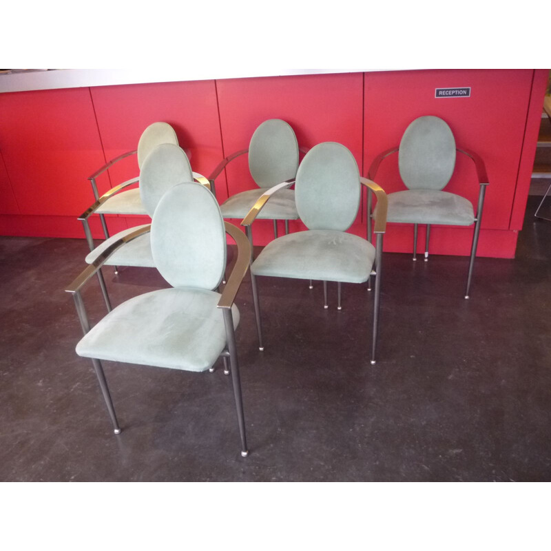 Set 6 vintage armchairs in steel by Belgo chrom