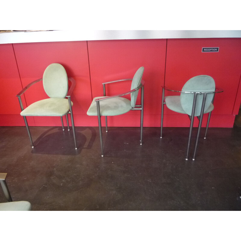 Conjunto de 6 sillones de acero vintage de Belgo chrom