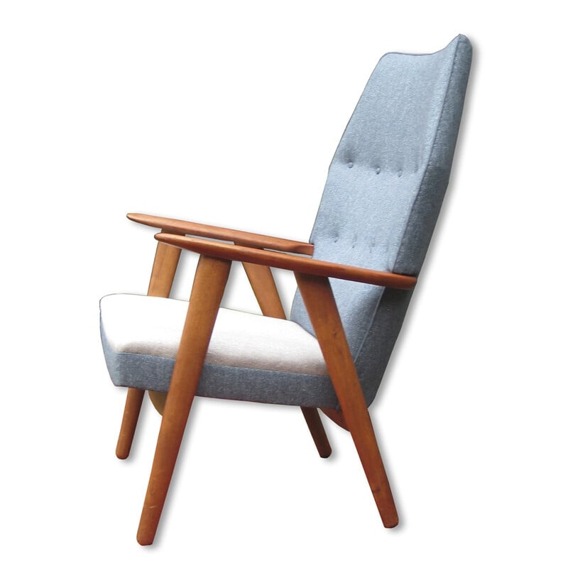 Armchair in teak, oak and fabric, Kurt OLSEN - 1956