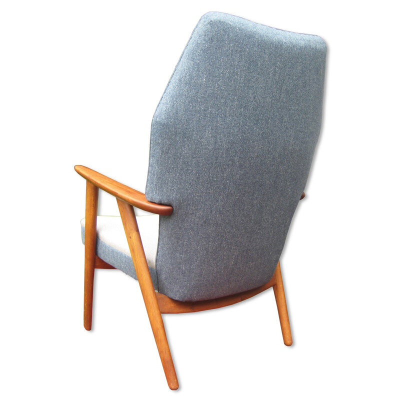 Fauteuil en teck, chêne et tissu, Kurt OLSEN - 1956