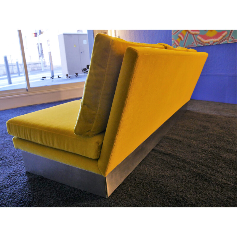 Vintage yellow 3-seater sofa by Charpentier