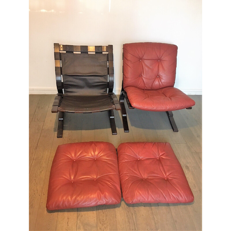 Suite de 2 fauteuils vintage par Elsa et Nordahl Solheim pour Rykken