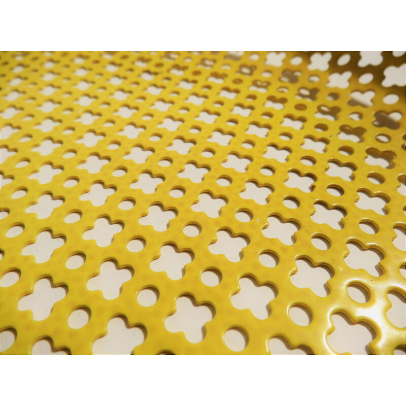 Vintage yellow tray in perforated metal by Mathieu Matégot