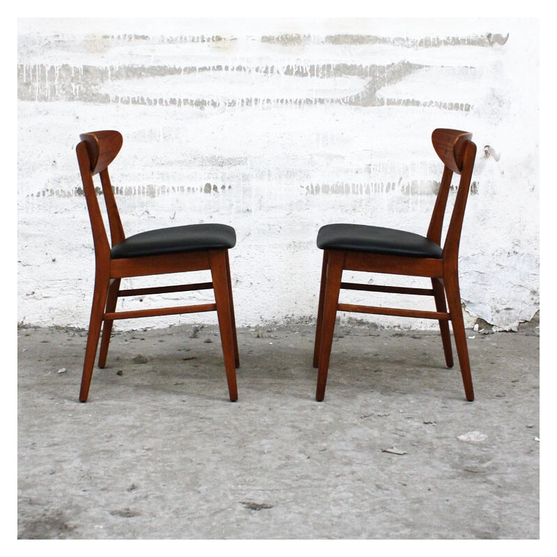 6 vintage Scandinavian chairs in teak - 1960s