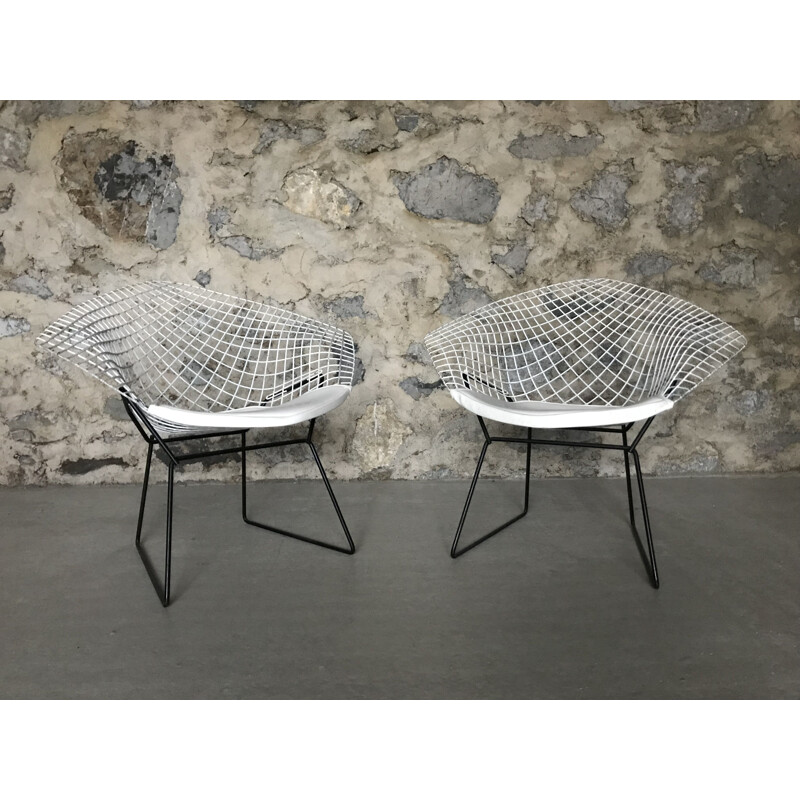 Set of 2 vintage armchairs "Diamond" by Harry Bertoia for Knoll