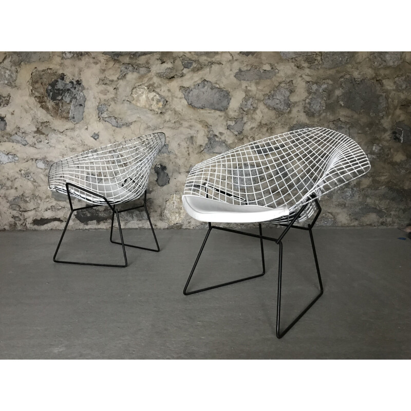 Set of 2 vintage armchairs "Diamond" by Harry Bertoia for Knoll