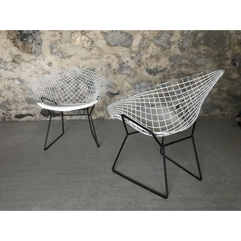 Set of 2 vintage armchairs "Diamond" by Harry Bertoia for Knoll