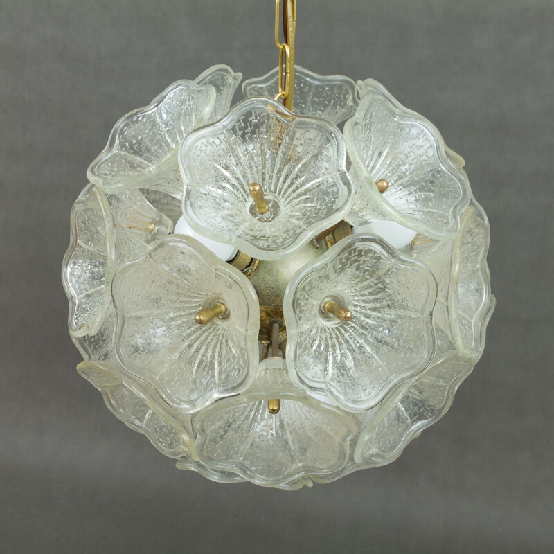 Vintage Venini flower chandelier in Murano glass