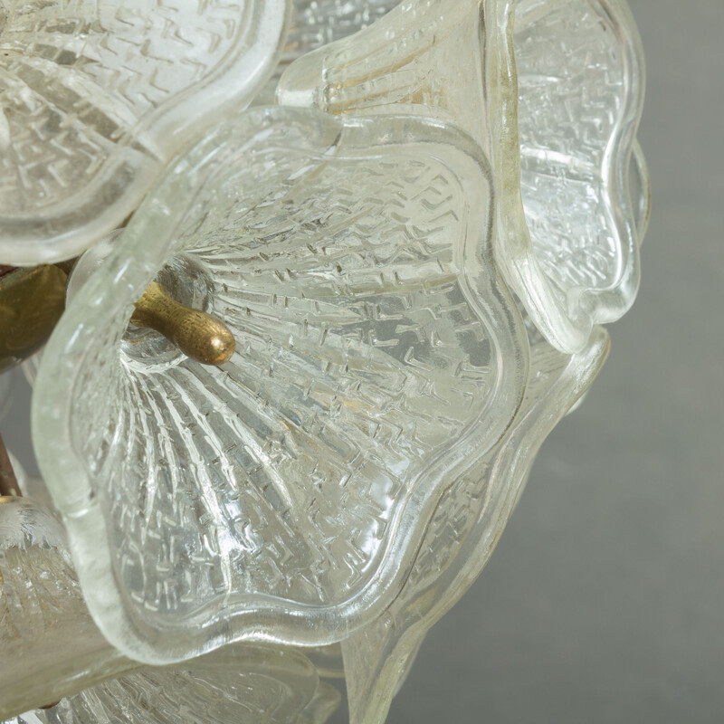 Vintage Venini flower chandelier in Murano glass