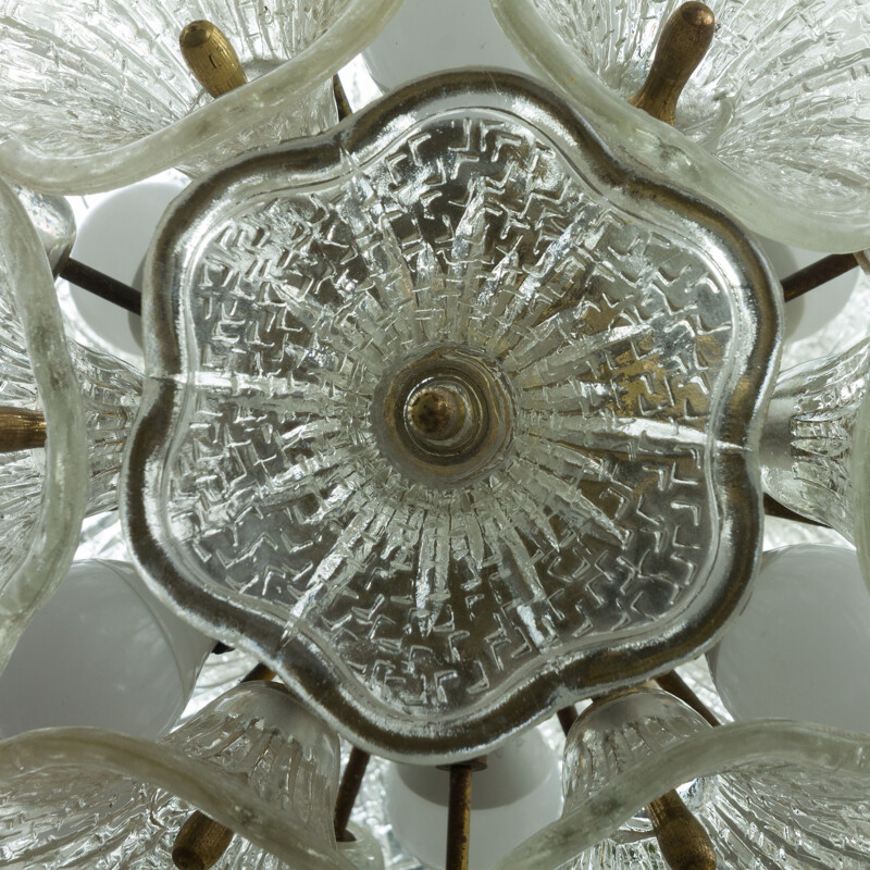 Lustre vintage fleur Venini en verre de Murano