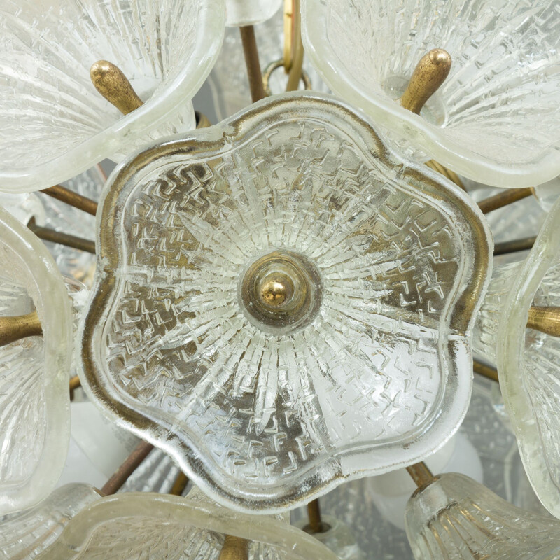 Vintage Venini flower chandelier in Murano glass