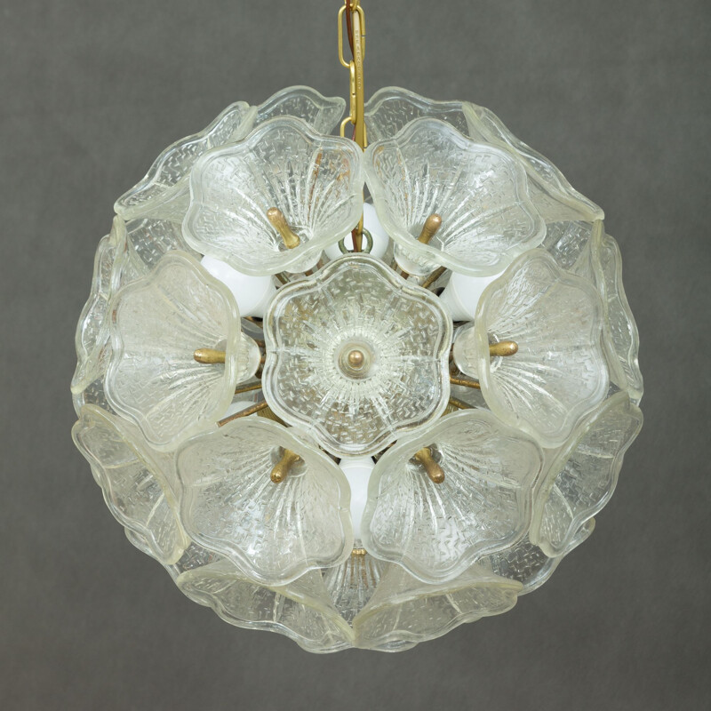 Vintage Venini flower chandelier in Murano glass