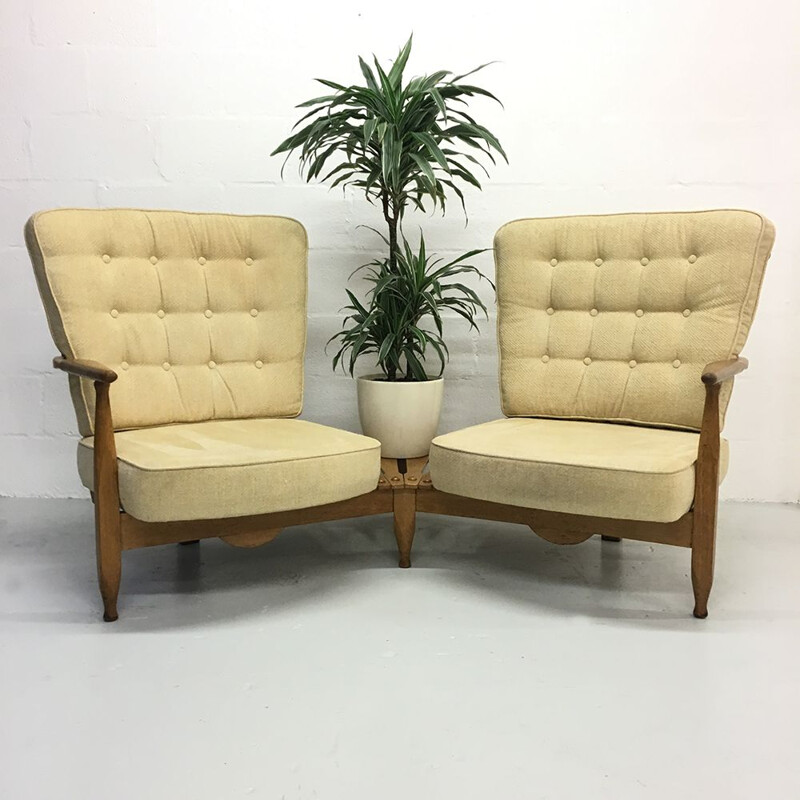 Canapé double fauteuils vintage français par Guillerme et Chambron pour Votre Maison