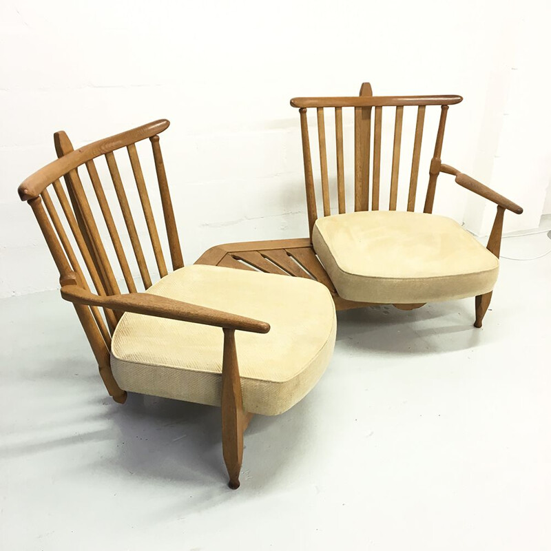 Canapé double fauteuils vintage français par Guillerme et Chambron pour Votre Maison